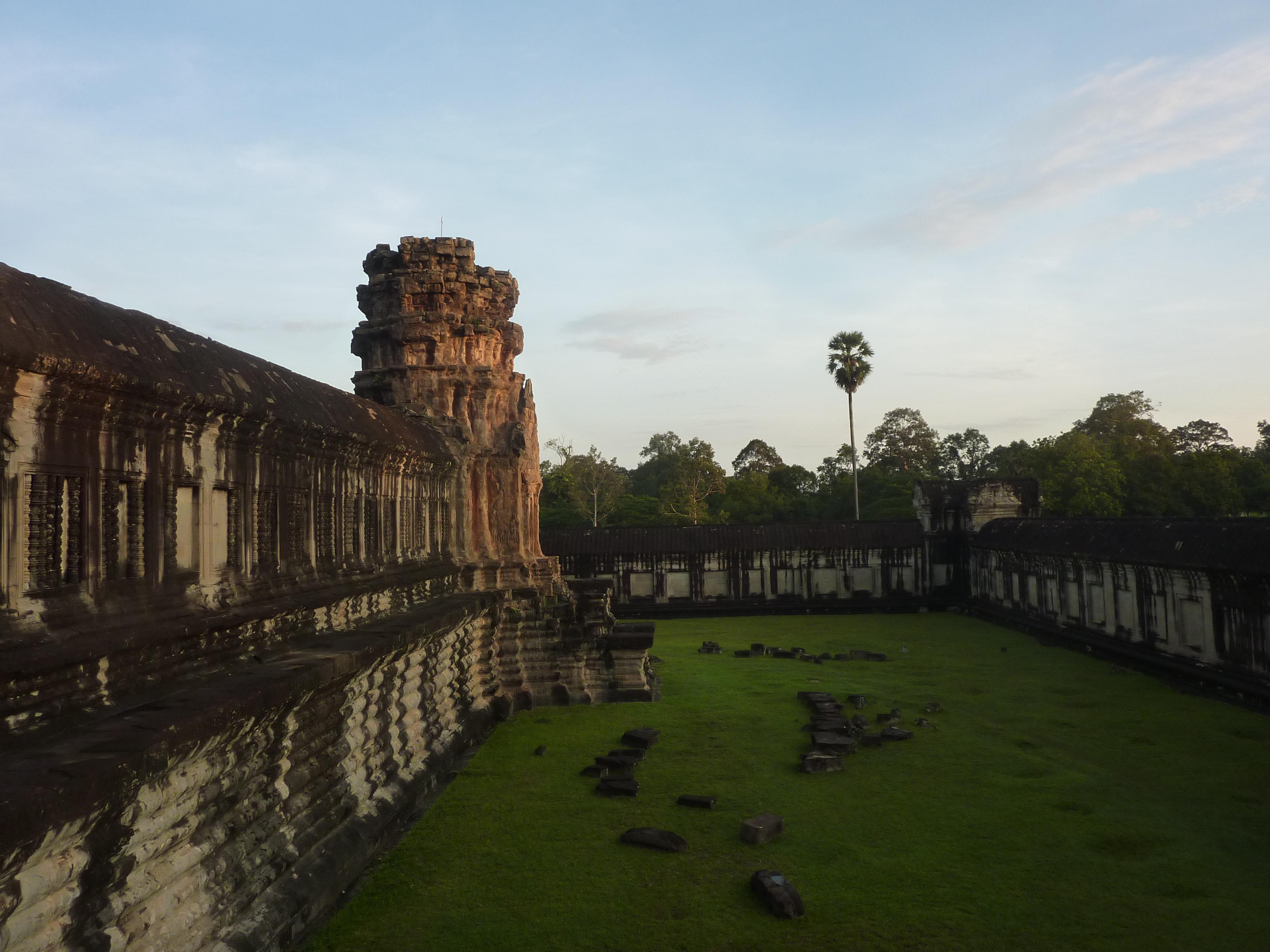An inner courtyard at Angkor Wat gloriously free of tour groups in the early morning.